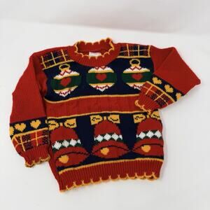 Vintage Tomboy Colorful Christmas Wool? Blend Pullover Sweater 12 Months